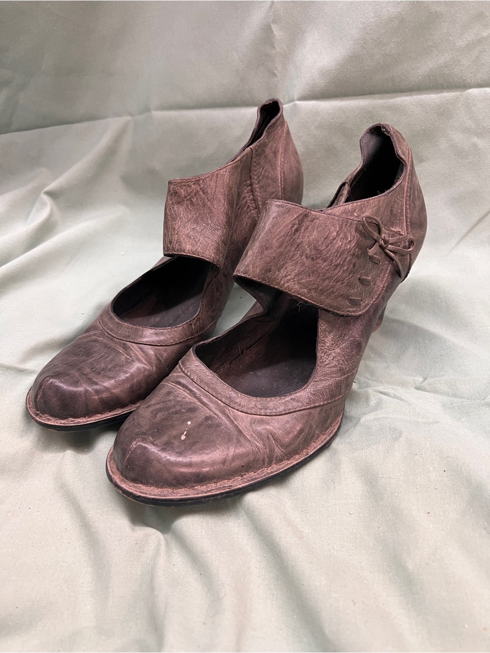 KARSTON Women's Brown Leather Mary Jane Ankle Heels